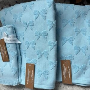 *NWT* Cupcakes & Cashmere Light Blue Textured Towels 4 piece set 🎀